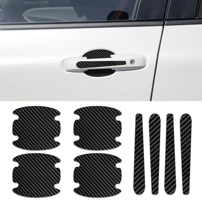 8PCS Car Door Handle Scratch Protector, Carbon Fiber Handle Bowl Sticker, Door Protective Film (Black) - color: Black
