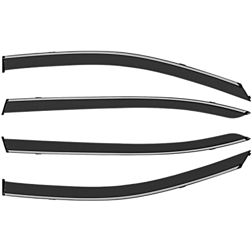 Window Visors Fits 13-17 For Honda For Accord Sedan Polycarbonate Window Visors W/Chrome Trim 4Pc Rain Guard
