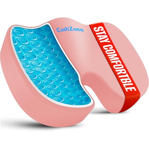 Office Chair Seat Cushion, Cooling Gel Enhanced Memory Foam Cushion for Long Sitting - Back, Sciatica, Coccyx, Tailbone Pain Relief Pillow - for Office, Gaming, Car, Wheelchair - Pink, Large - color: Pink, size: Large