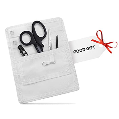 ASA TECHMED Nurse Pocket Organizer, Nylon 5 Pocket Nurse Scrub Organizer, 6 Inch x 5 inch, White - color: White