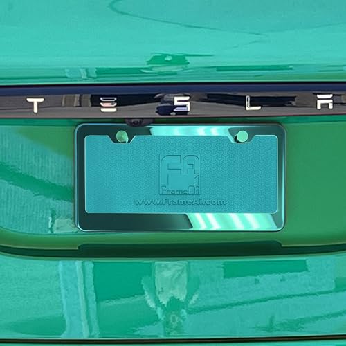 T304 Stainless Steel License Plate Frame – 8K Mirror Polish Finish, Rust-Resistant, Slim Design, Universal Fit, Includes Screw Caps, Washers & Stainless Steel Screws (Green Chrome) - color: Green Chrome