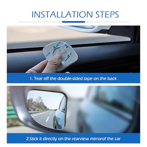 2 PCS Car Blind Spot Mirrors, HD Fan Shaped Glass Frameless Convex Rear View Mirrors, Stick on Adjustable Wide Angle Reverse Assist Mirror, Universal for Car SUV and Truck (Transparent)