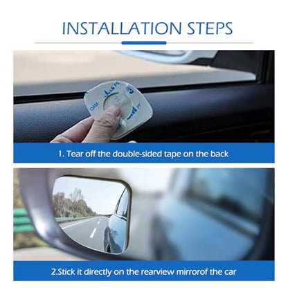 2 PCS Car Blind Spot Mirrors, HD Fan Shaped Glass Frameless Convex Rear View Mirrors, Stick on Adjustable Wide Angle Reverse Assist Mirror, Universal for Car SUV and Truck (Transparent)