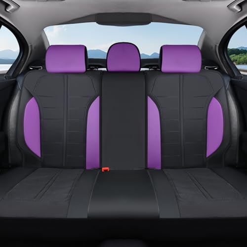 Coverado 3D Air Mesh Rear Car Seat Cover, Sports Carbon Fiber Design, Breathable Seat Protectors Airbag Compatible Comfort Universal for Most Cars, Van,Trucks, SUV, Black&Purple - color: Black&Purple, size: Rear