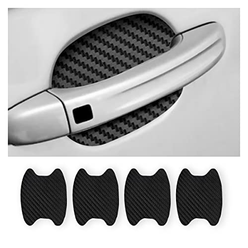 4PCS Sticker, Carbon Fiber Anti-Scratches Car Door Cup Protector, Non-Marking Auto Door Handle Protective Film, Universal for Most Car Handles (Black/4PCS) - color: Black/4PCS