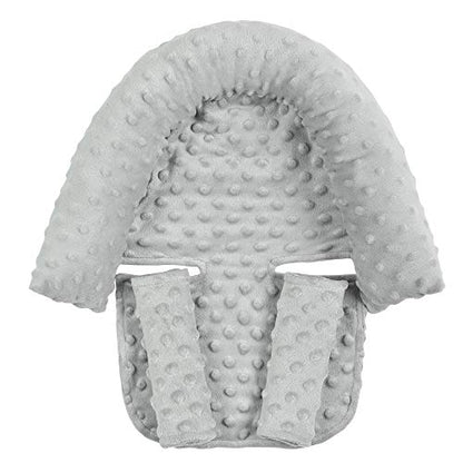 Baby Carseat Headrest and Strap Covers,Baby Carseat Head Support & Carseat Neck Cover,Infant Head Support Pillow, Toddler Headrest Pad for Carseat Strollers Carrier,Grey - color: Grey