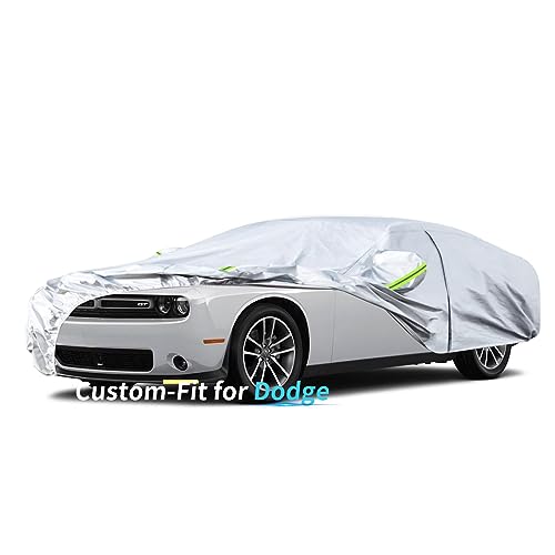 Custom-Fit for Dodge Car Cover, 7 Layers Car Cover Waterproof All Weather for Automobiles, Outdoor Full Cover Rain Sun UV Protection with Zipper (for Dodge Avenger) - color: Silver, size: for Dodge Avenger