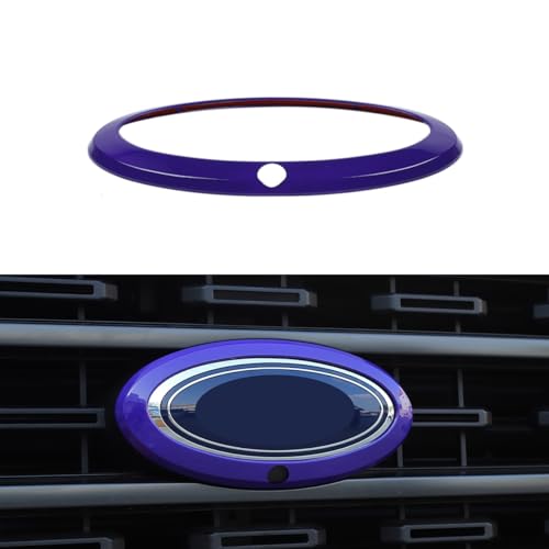 Car Front Grille Nameplate Emblem Trim for Ford F150 F-150 2021-2025 Grill Logo Ring Decoration Cover Exterior Accessories, Purple with Camera Hole - color: Purple, size: WITH Camera Hole