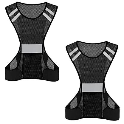 TCCFCCT Reflective Running Vest, High Visibility Running Gear with Large Pocket - color: 2 Pack Mesh Black