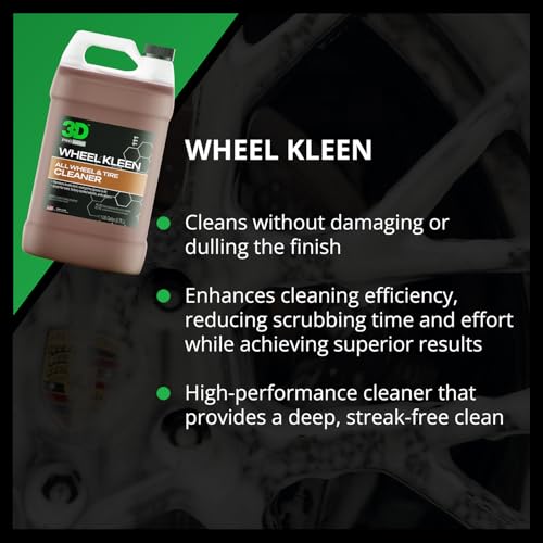 3D Wheel Kleen - High-Foaming Wheel & Tire Cleaner, Removes Brake Dust, Road Grime & Grease, Safe for All Factory Wheels & Calipers, Professional-Grade - 1 Gallon - size: 128 Fl Oz (Pack of 1)