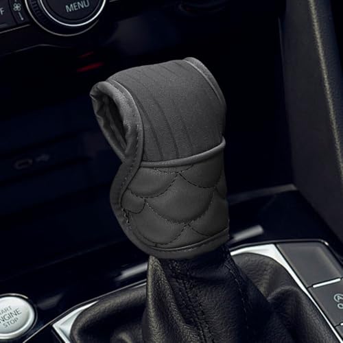 Car Gear Shift Knob Cover, Leather Stick Shifter Protector Sleeve, Breathable Car Gear Shift Cover, Universal Auto Decoration Accessory Fits Most Manual Automatic Vehicles (Black) - color: Black