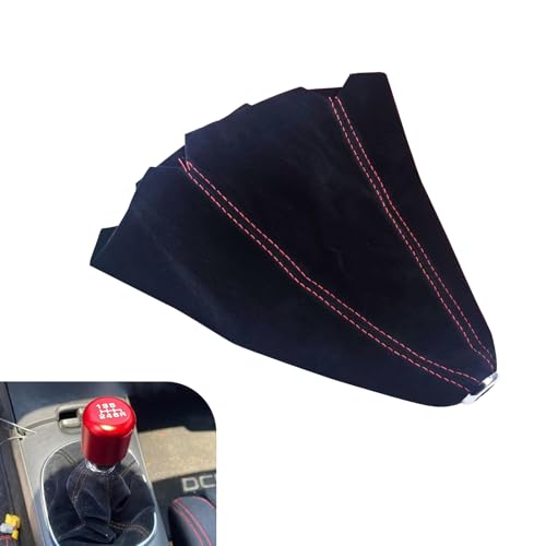 Car Shift Boot Cover, Suede Leather Auto Gear Shift Knob Boot Protection Cover, Car Manual Shifter Boots Sleeve Dust Protector, Universal Handbrake Gaiter Boots Covers for Sedan Van (Red) - color: Red