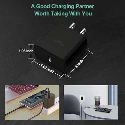 45W Super Fast USB C Car Charger and Wall Charger Block for Samsung S26/S25 Ultra/Plus/S24/S23/S22/Note 20/W25, iPhone 17 Pro Max, Galaxy Tab S10+/S9 PPS Type C Fast Charging with 2 Pack 6.6ft Cable