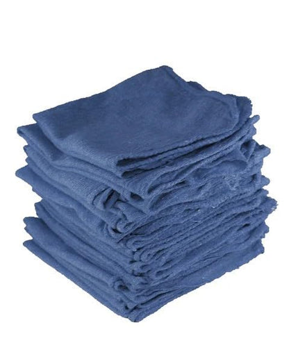 White & Red Shop Towels – Reusable Cotton Rags, Lint-Free & Heavy – Duty Cleaning Towels for Garage, Auto & Industrial Use (100, Blue) - color: Blue