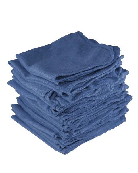 White & Red Shop Towels – Reusable Cotton Rags, Lint-Free & Heavy – Duty Cleaning Towels for Garage, Auto & Industrial Use (100, Blue) - color: Blue