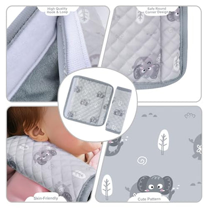 INFANZIA Car Seat Strap Covers for Infants Babies, Soft Carseat Shoulder Pads for Kids, Double-Sided Use Seatbelt Cushion Covers for Stroller, Pushchair & High Chair (Gray) - color: Gray
