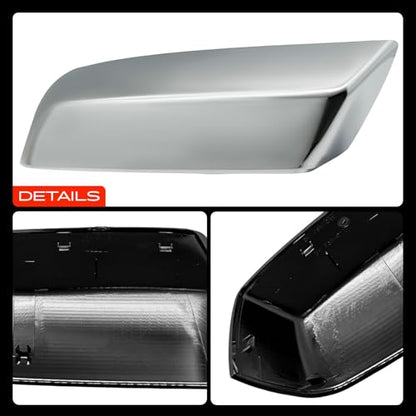 A-Premium 2 PCS Driver and Passenger Side Rearview Mirror Covers Caps - Compatible with Chevrolet Silverado 2500 3500 HD & GMC Sierra 1500 Limited - Polished Silver, Without Turn Signal Hole - color: Chrome