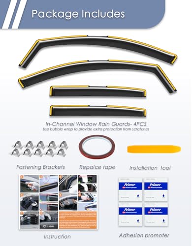 in-Channel Window Rain Guard for Chevy Equinox 2018-2024 Rain Guards Side Window Visors Low Profile Vent Visor Window Deflectors Vent Shades Car Accessories-4PCS - size: Fit for 2018-2024 Chevy Equinox