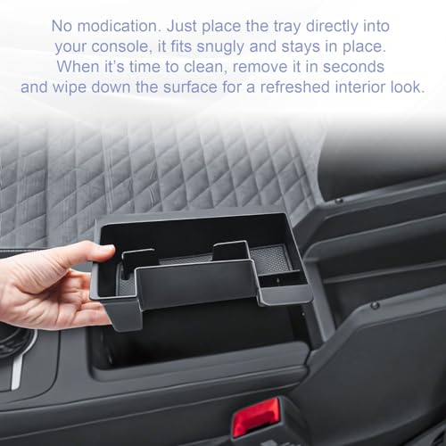 RUNROAD Center Console Organizer Tray Compatible with 2025 2026 VW Tiguan Accessories, Armrest Storage Box for Volkswagen Tiguan S SE SEL R-Line Middle Console Organizer Armrest Dividers Coin Holder