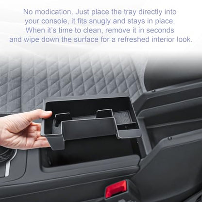 RUNROAD Center Console Organizer Tray Compatible with 2025 2026 VW Tiguan Accessories, Armrest Storage Box for Volkswagen Tiguan S SE SEL R-Line Middle Console Organizer Armrest Dividers Coin Holder