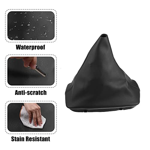 X AUTOHAUX Car Shift Boot Cover Gear Shift Knob Handbrake Gaiter Boot PU Leather for Mercedes-Benz C-Class W204 2008-2013