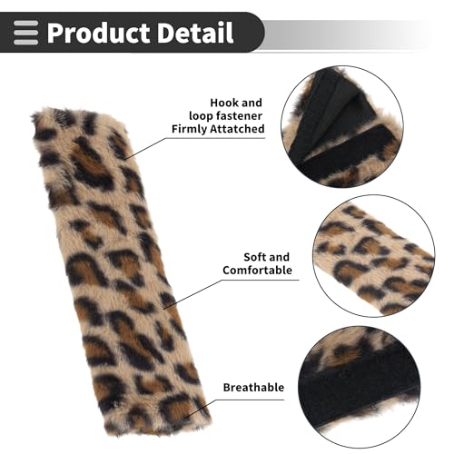Brown Seat Belt Cover Pad Plush 23.5cm Seatbelt Strap Cushion Shoulder Padding 1 Pair - color: Brown