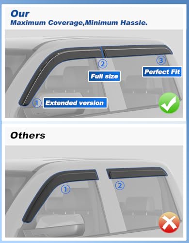 Extra-Thick Rain Guards Fit for Chevy Silverado/GMC Sierra 2014-2019 Crew Cab Window Rain Guard Extra Durable Window Deflectors Window Vent Visors Vent Shades Exterior Car Accessories - size: Fit for 2014-2019 Chevy Silverado/GMC Sierra