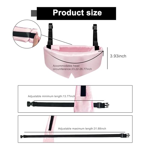 Travel Pillows for Airplanes, Airplane Head Strap with Silk Eye Mask for Sleeping, Long Flights & Car Road Trips 360°Headrest Neck Support, Stops Bobbing, Small & Compact (Pink) - color: Pink