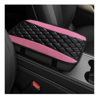 Car Center Console Cushion Pad, 12.6"×7.5" Waterproof Leather Armrest Seat Box Cover Protector, Soft Comfortable Anti-Scratch Arm Rest Console Pad for Most Cars Trucks SUVs (Pink) - color: Pink