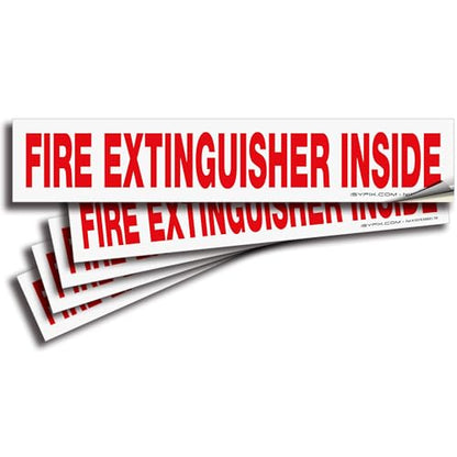 iSYFIX Fire Extinguisher Inside Sticker Sign – 5 Pack 9x1.7 Inch – Self-Adhesive Reflective Vinyl Decals, Laminated UV, Weather, Scratch, Fade Resistance, for Cars, Trucks, Trailers & Vehicles - color: White Reflective, size: 9x1.7 (5 Pack)