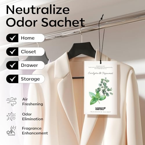 MYARO 12 Packs Eucalyptus Mint Scented Sachets for Drawer and Closet, Long-Lasting Closet Sachet Bags Drawer Deodorizers Fresh Scents, Home Fragrance Air Freshener - color: Eucalyptus Mint