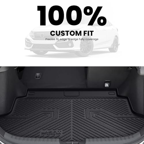 LASFIT Trunk Mat for Honda Civic Hatchback Sport 2017-2021, All Weather TPE Custom Fit Trunk Liner Trunk Tray Cargo Mat Cargo Liner Cargo Tray (Not for Sport Touring) - style: 2）For Honda Civic Hatchback | 2017-2021 | Trunk Mat