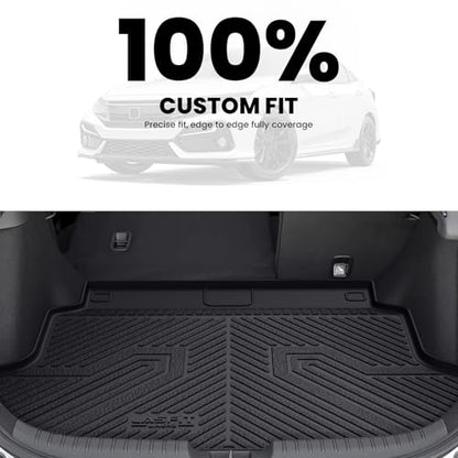 LASFIT Trunk Mat for Honda Civic Hatchback Sport 2017-2021, All Weather TPE Custom Fit Trunk Liner Trunk Tray Cargo Mat Cargo Liner Cargo Tray (Not for Sport Touring) - style: 2）For Honda Civic Hatchback | 2017-2021 | Trunk Mat