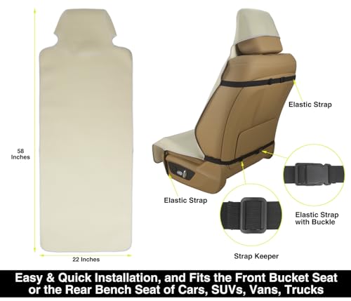 VSHIELD Waterproof Neoprene Car Seat Cover, Sweatproof Non-Slip Seat Protector, Universal Fit for Front Bucket or Rear Bench Seat of Cars, SUVs, Vans, Trucks, Compatible with Airbags and Armrests - color: Khaki