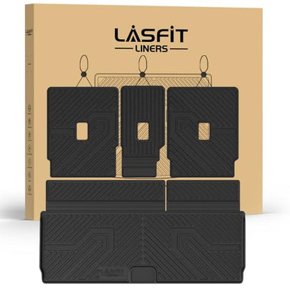 LASFIT Floor Mats&Cargo Backrest Mat for 7&8 Seats Ford Expedition Standard & Lincoln Navigator Standard 2025 2026,Costom Fit All Weather Protection TPE Easy Clean Floor Liners,4pcs. - style: 7) Expedition 7 Seats Standrad| 25-26 | Cargo&Seatback