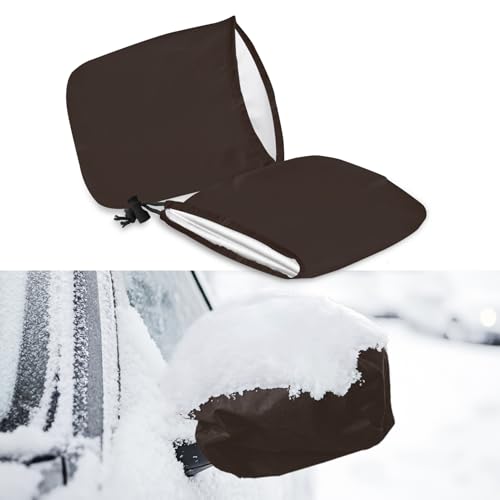 2PCS Car Side Mirror Covers, Side View Mirror Cover, Waterproof Auto Rearview Protector with Drawstring, Car Winter Rearview Guard for Ice Snow Fallen Leaves Fits Most Vehicles (Coffee) - color: Coffee