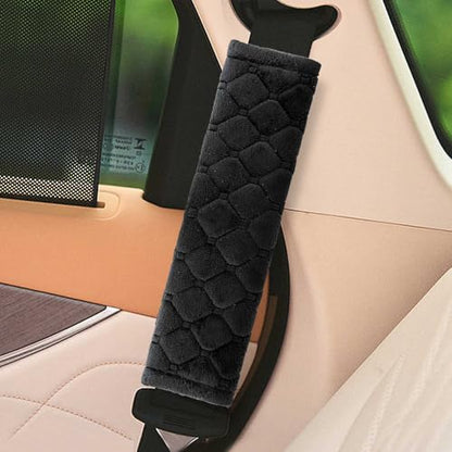 Yumikoo Plush Seat Belt Pads - Set of 2 Cozy & Soft Car Seat Belt Cushions for Comfortable Travel - Perfect for Road Trips and Airplane Rides (Black) - color: black