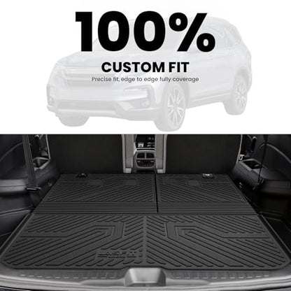LASFIT Cargo Mat with Backrest Mat for Honda Pilot 2016-2022, Split & One-Piece Foldable Seating TPE Custom Fit Trunk Mat Cargo Liner with Seatback Mat Accessories, Black - style: 4）For Honda Pilot | 2016-2026 | Trunk Mat