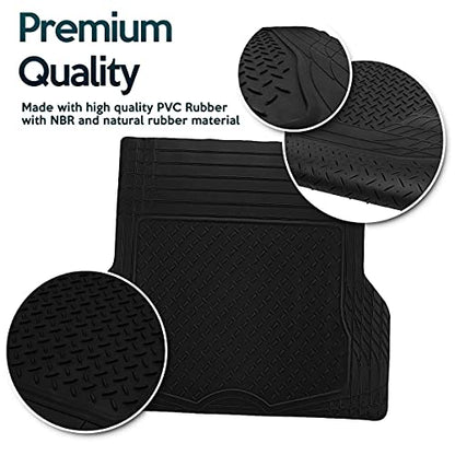 ZONETECH All Weather Rubber Semi Pattern Cargo Liner Trunk Floor Mat – Premium Quality Black Heavy Duty Cargo Trunk Floor Mat - size: 1 PACK