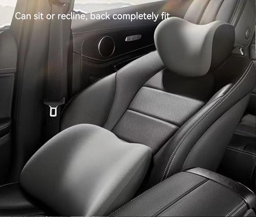 Car Headrest & Lumbar Support Cushion - Ergonomic Car Headrest and Lumbar Support Cushion - Car Lumbar Support Pillow and Car Neck Pillow Kit for Office Chair/Truck/Wheelchair (Black)