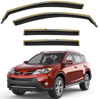 in-Channel Window Rain Guards Fit for Toyota RAV4 2013-2018, Extra Durable Window Visors Window Deflectors Vent Visors Vent Shades Car Accessories-4 pcs - size: Fit for 2013-2018 Toyota RAV4