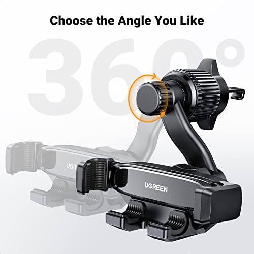 UGREEN Car Phone Holder Vent Phone Mount, Never Blocking Air Vent Clip Cellphone Holder Compatible with iPhone 17 16 15 14 13 12 Pro Max Mini Plus, iPhone 11 SE XS XR 8 7 6 6S Smartphone, Black