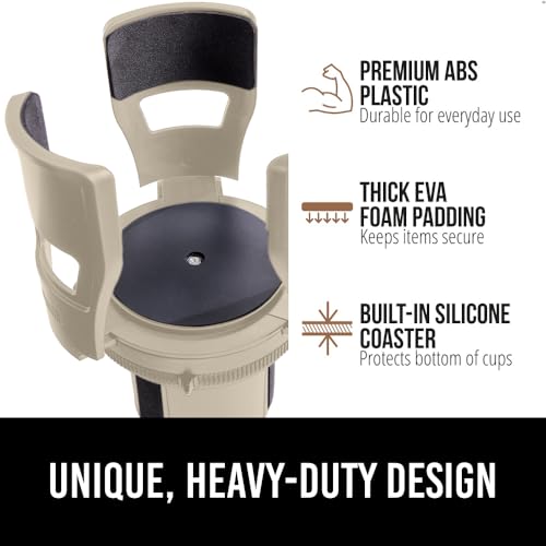 GORILLA GRIP Patent Pending Adjustable Car Cup Holder Expander, Keeps Water Bottle Secure, Expands to Fit 18 to 48 oz Large Bottles, Yeti, Owala, Stanley with Handle, Coffee Mug Insert for Cars, Tan - color: Tan