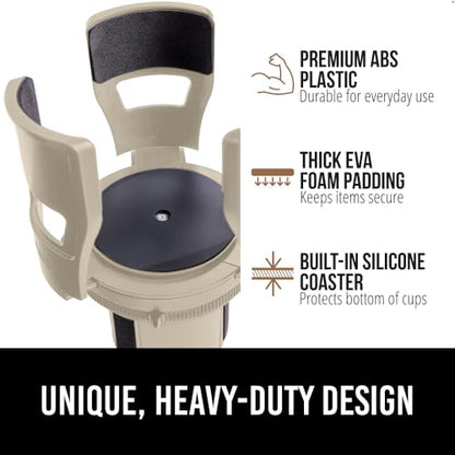 GORILLA GRIP Patent Pending Adjustable Car Cup Holder Expander, Keeps Water Bottle Secure, Expands to Fit 18 to 48 oz Large Bottles, Yeti, Owala, Stanley with Handle, Coffee Mug Insert for Cars, Tan - color: Tan