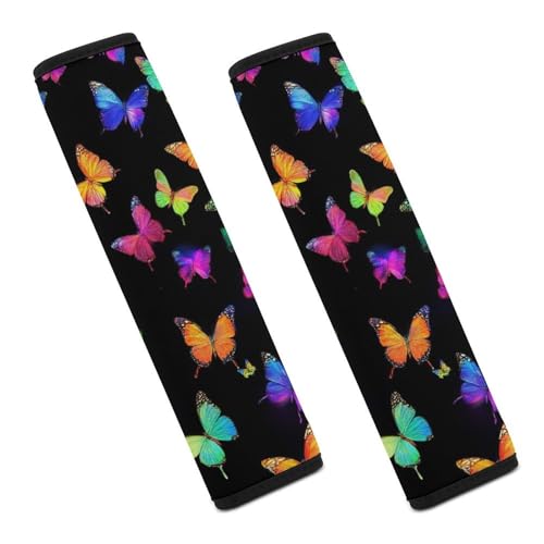 Men's Comfortable Cushion Pad Car Shoulder Strap, Colorful Orange Monarch Butterfly Harness Pad Car Belt Covers - color: Color348
