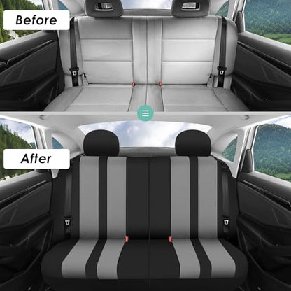 FH Group Striking Striped Car Seat Covers - Universal Fit, Washable Seat Covers for Cars, SUVs, Vans, Sedans, Gray, Rear Set - color: Gray, size: Rear Set