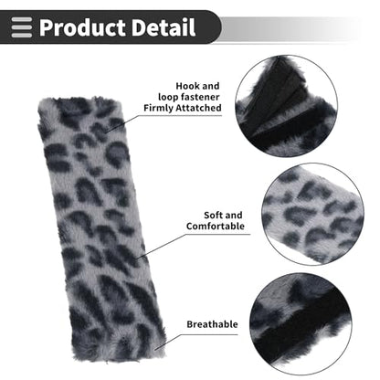 Gray Seat Belt Cover Pad Plush 23.5cm Seatbelt Strap Cushion Shoulder Padding 1 Pair - color: Gray