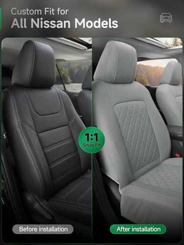GIANT PANDA Front Seat Covers for Nissan Rogue Altima Sentra Versa Kicks Frontier Murano Pathfinder Maxima,Faux Leather Bucket Seat Cover Fit Nissan Seat Protectors (Gray Diamond) 2-Pack - color: Gray-Diamond