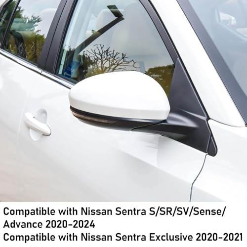 Moonlinks Compatible with Nissan Sentra 2020 2021 2022 2023 2024 Side Mirror Cover Replacement, Pure White Right Passenger Side Clip-on Mirror Cap for Sentra S/SR/SV/Sense/Advance/Exclusive - color: Right Pure White