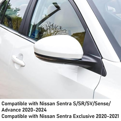 Moonlinks Compatible with Nissan Sentra 2020 2021 2022 2023 2024 Side Mirror Cover Replacement, Pure White Right Passenger Side Clip-on Mirror Cap for Sentra S/SR/SV/Sense/Advance/Exclusive - color: Right Pure White